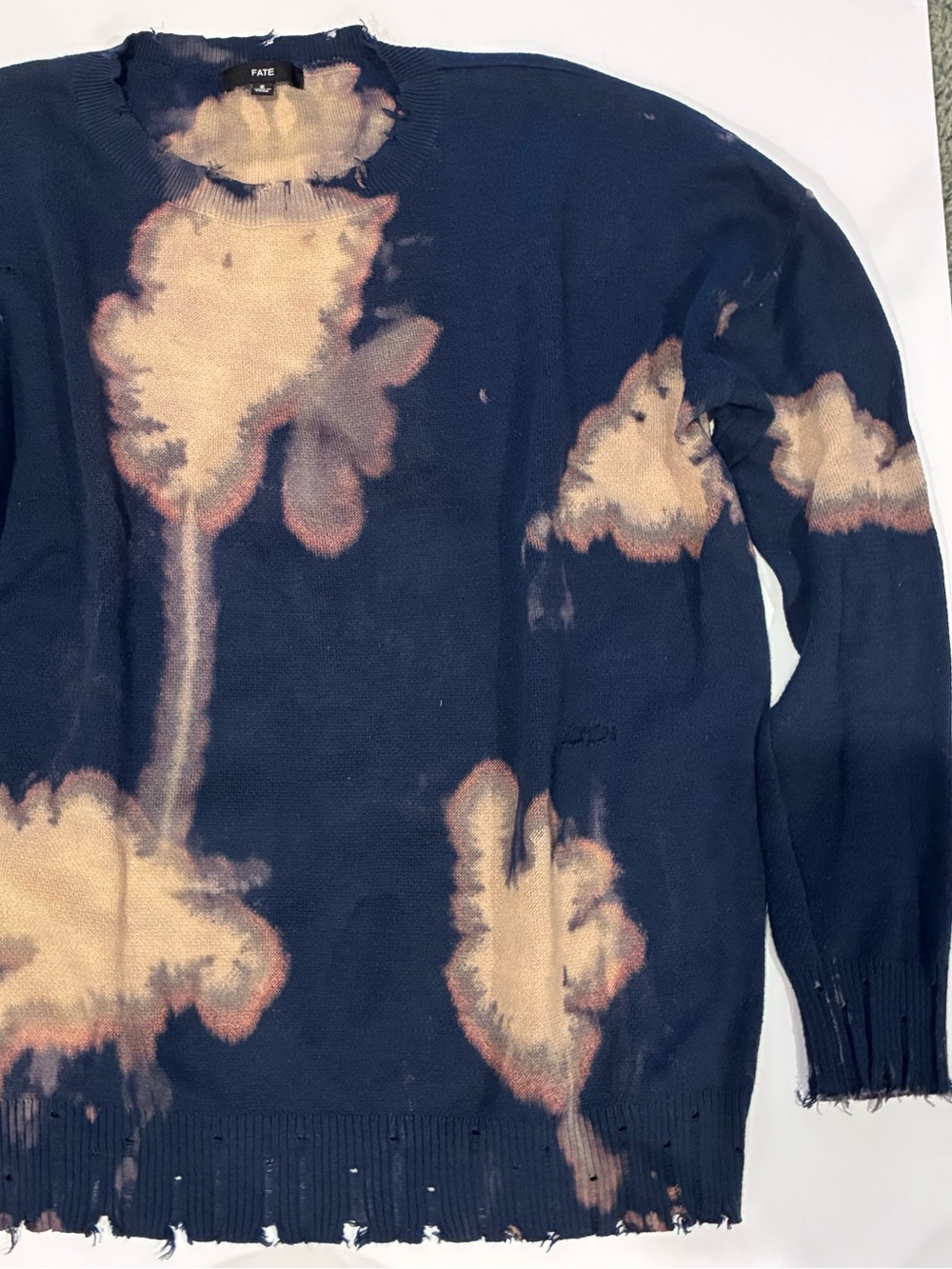FATE-Tie Dye Woman’s Sweater Sz. Small Navy Bleach Dye